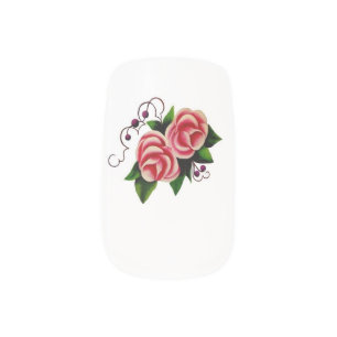 "Frost Rose" folk art pink flower Minx Nail Art