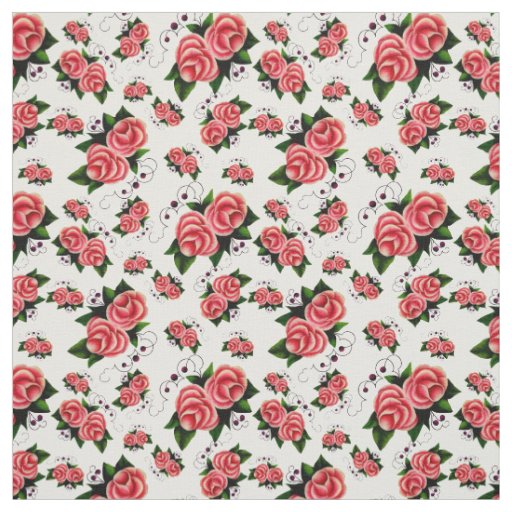 Frost Rosen, Pink rose, folk rose flower 3 Fabric
