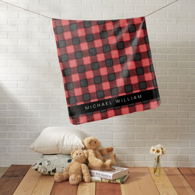 FROST Rustic Lumberjack Red Flannel Baby Blanket (In Situ)