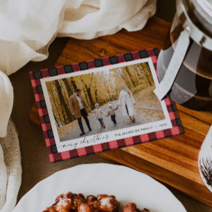 FROST Rustic Red Flannel Photo Christmas Card