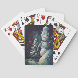 FROST THE SNOWMAN ON A DARK WINTER NIGHT POKER CARDS