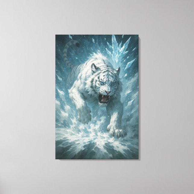 Frost White Tiger – Emperor of the Frozen Realm –  Canvas Print (Front)