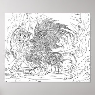Frost Wing Tiger Coloring Page Poster