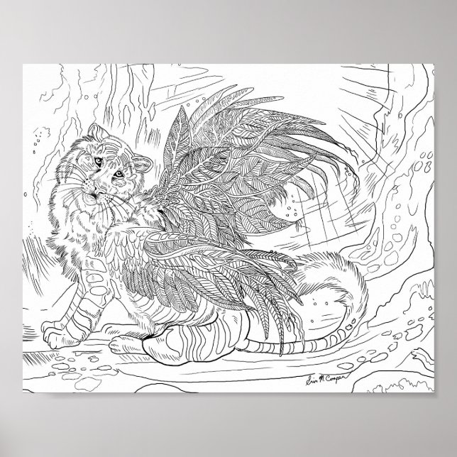 Frost Wing Tiger Coloring Page Poster (Front)