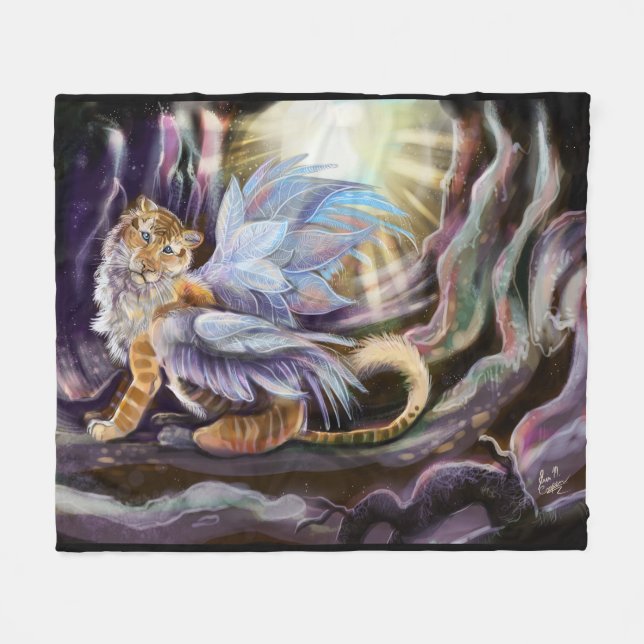 Frost wing Tiger Fleece Blanket (Front (Horizontal))