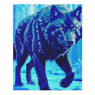 Frost Wolf Faux Canvas Print