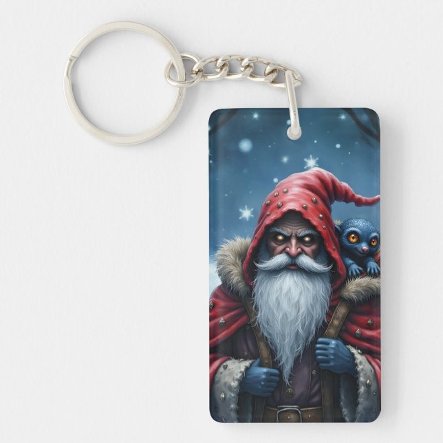 Frostbite Santa & His Mischief Elf. Keychain (Front)