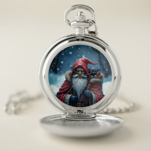 Frostbite Santa & His Mischief Elf. Pocket Watch