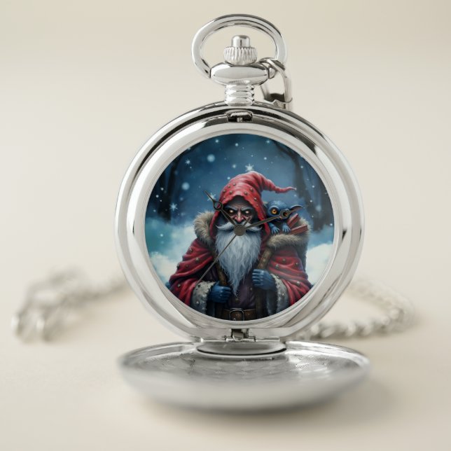 Frostbite Santa & His Mischief Elf. Pocket Watch (Inside)