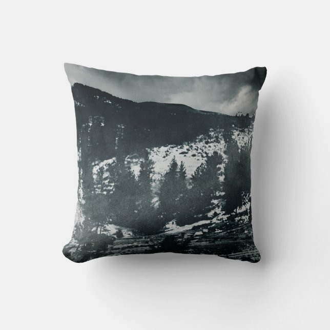 Frostbitten Winter Mountains  Throw Pillow (Front)