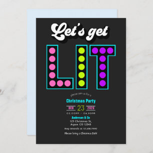 Frostbyte Lets Get Lit Retro Christmas Party Invitation