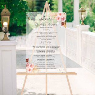 Frosted Acrylic Boho Wedding Ceremony Program Sign
