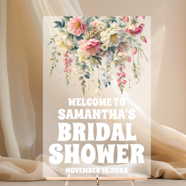 Frosted Acrylic Floral Bridal Shower Welcome Sign (Creator Uploaded)