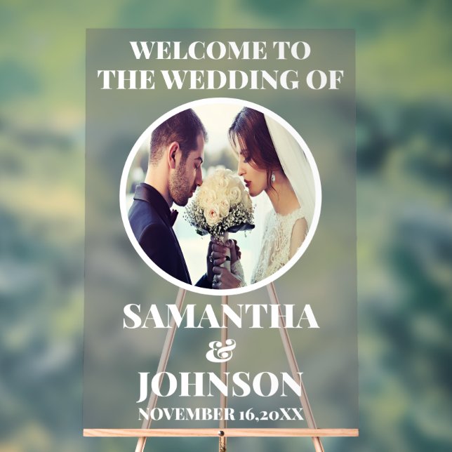 Frosted Acrylic Photo Wedding Welcome Sign (Neutral)