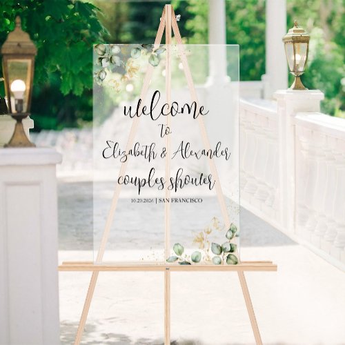 Frosted Acrylic Sign  Greenery Couples Shower