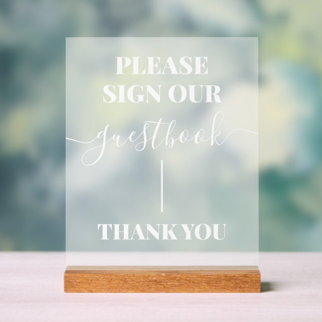 Frosted Acrylic White Guestbook Wedding Sign (Neutral)