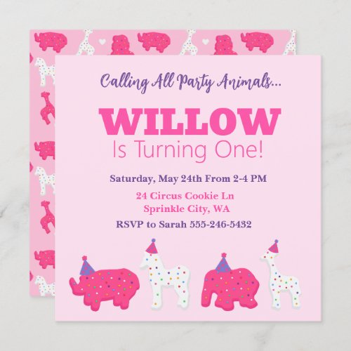 Frosted Animal Cookie Birthday Party Invitation