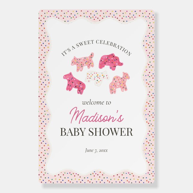 Frosted Animal Cookies Baby Shower Welcome Foam Board (Front)