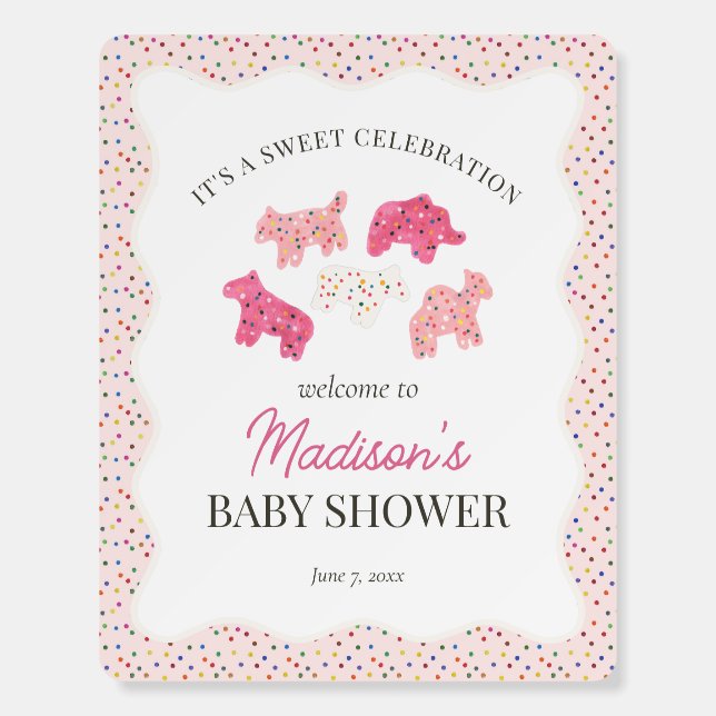 Frosted Animal Cookies Baby Shower Welcome Foam Board (Front)