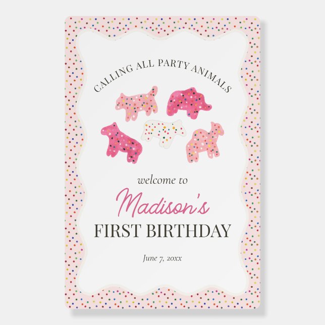 Frosted Animal Cookies Birthday Party Welcome Foam Board (Front)