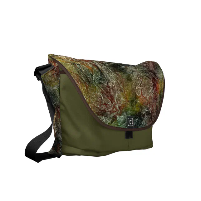 Frosted Autumn Abstract Pattern Messenger Bag (Front Left)