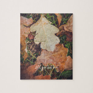 Frosted autumn oak leaves jigsaw puzzle