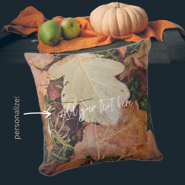 Frosted autumn oak leaves throw pillow (Creator Uploaded)