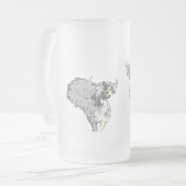 Frosted Beer Mug : Thirsty as a Buffalo  (Front Left)