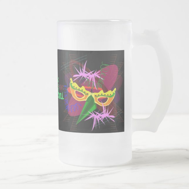 Frosted Beer, Soda Mug-Mardi Gras Glass Beer Mug (Right)