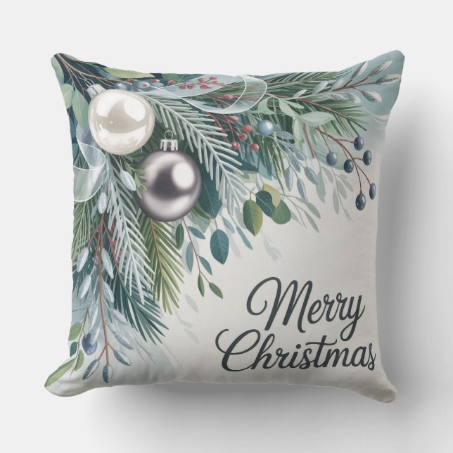 Frosted Berry Elegance Throw Pillow (Front)
