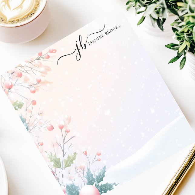 Frosted Berry Winter Watercolor Personalized Notepad (Creator Uploaded)