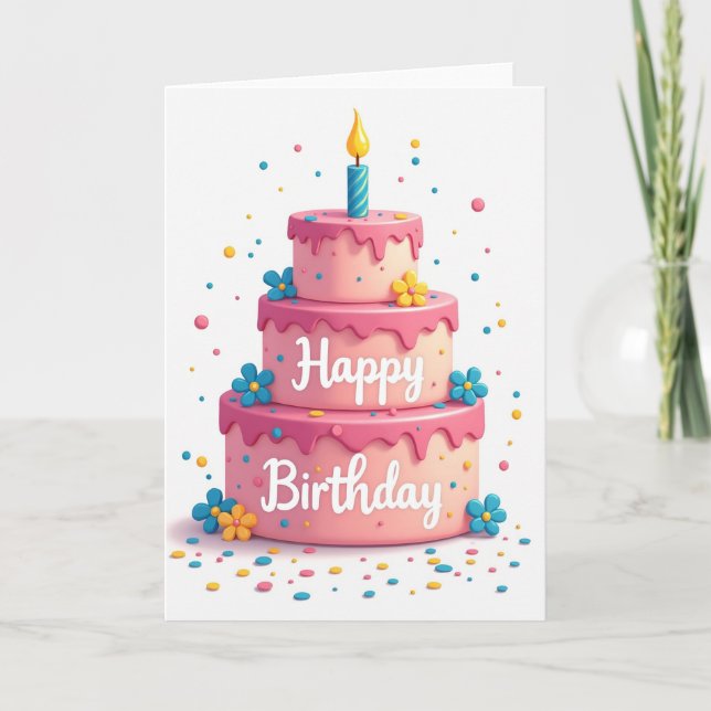 Frosted Birthday Cake Card (Front)