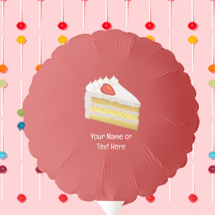 Frosted Birthday Cake Slice - Your Text on Red Balloon