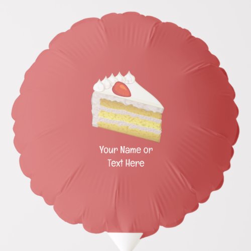 Frosted Birthday Cake Slice _ Your Text on Red Balloon