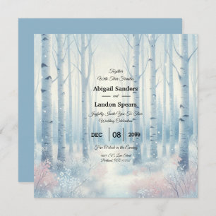 Frosted Blue Birch Forest Wedding Invitation