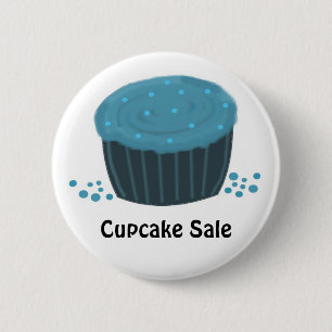 Frosted Blue Cupcake - Cupcake Sale Pinback Button
