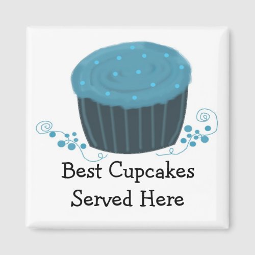 Frosted Blue Cupcake with Cute Saying Magnet