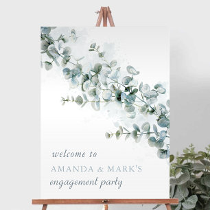 Frosted Blue Eucalyptus Winter Engagement Welcome Foam Board