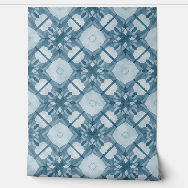 Frosted Blue Geometric Snowflake Wallpaper (Unrolling)