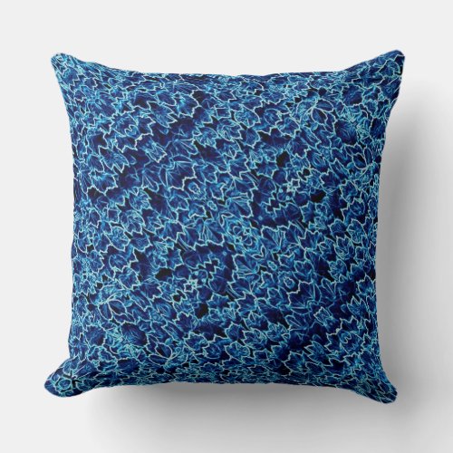 Frosted Blue Ivy Cool Throw Pillow