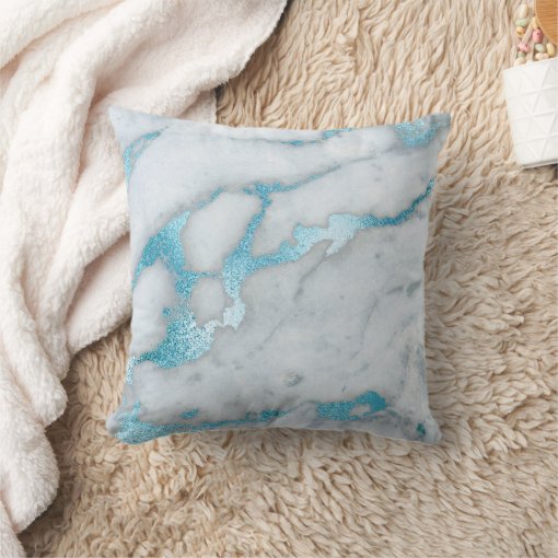 Frosted Blue Marble Pillow Zazzle