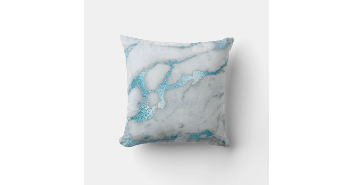 Frosted Blue Marble Pillow | Zazzle