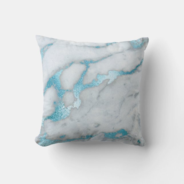 Frosted Blue Marble Pillow (Front)