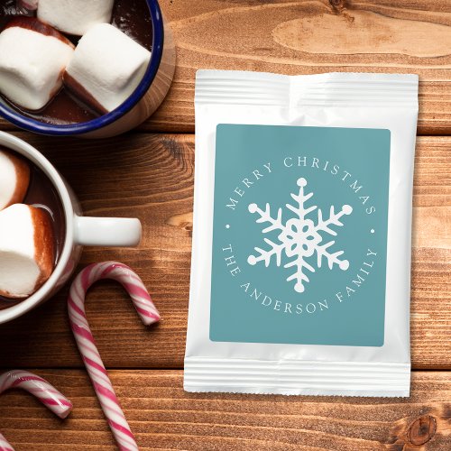 Frosted Blue Modern Snowflake Hot Chocolate Drink Mix