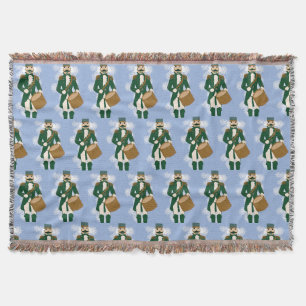 Frosted Blue Nutcracker Christmas Throw Blanket