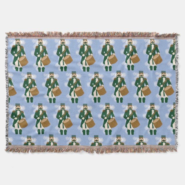 Frosted Blue Nutcracker Christmas Throw Blanket (Front)