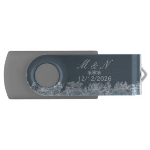 Frosted Blue Winter Wedding Custom Flash Drive