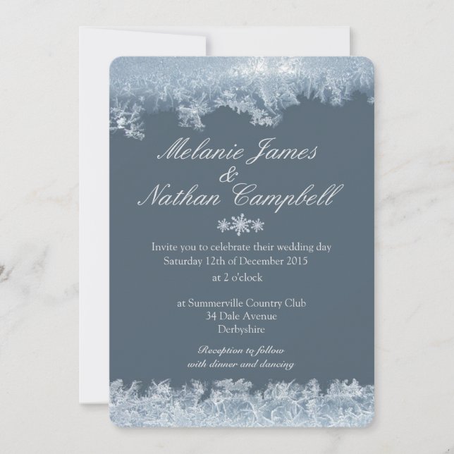 Frosted Blue Winter Wedding Custom Invitation (Front)