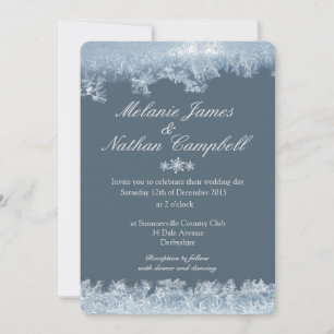 Frosted Blue Winter Wedding Custom Invitation