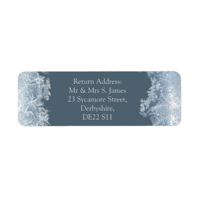 Frosted Blue Winter Wedding Custom Label (Front)